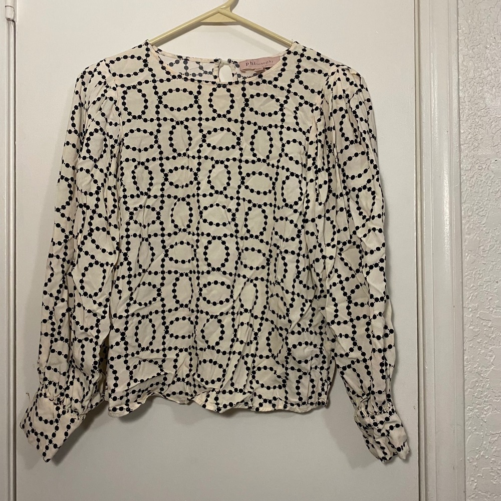 Philosophy Republic Clothing Top Long Sleeve Circle Pattern‎ Blouse - Sz S
